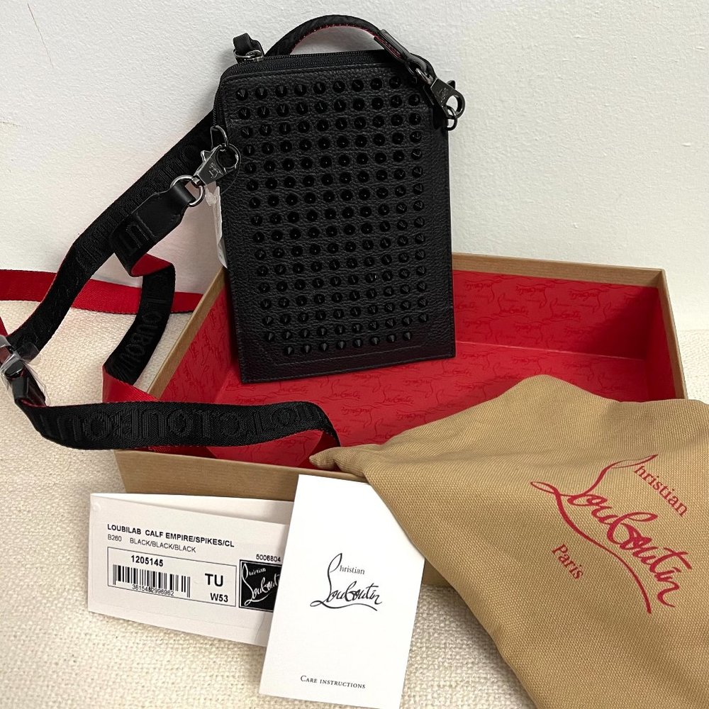 Christian Louboutin Men's Loubilab Calf Empire Spiked Crossbody Bag
